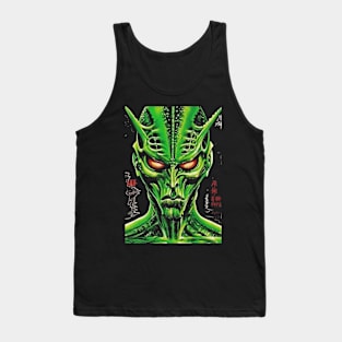 Retro Sci-Fi Green Space Alien Vintage Anime - Nostalgic Extraterrestrial Vibe Tank Top